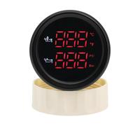 Doppio manometro digitale for auto da 52 mm, misuratore temperatura olio + misuratore pressione olio con sensore di allarme, 50-150 ℃, 0-10 BAR LED rosso, verde Letture chiare(Red LED BN)