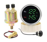 Doppio manometro digitale for auto da 52 mm, misuratore temperatura olio + misuratore pressione olio con sensore di allarme, 50-150 ℃, 0-10 BAR LED rosso, verde Letture chiare(Green LED BS)