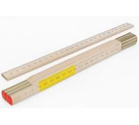 Doppio Metro in Legno 2 Metri - Alta Precisione e Robustezza - Scala Millimetrata su Entrambi i Lati - Giunti in Metallo Antiusura - Utensile da Falegname e Artigiano - LEMAG SRL