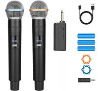DOPPIO MICROFONO WIRELESS PROFESSIONALE PER KARAOKE CON RICEVITORE RICARICABILE
