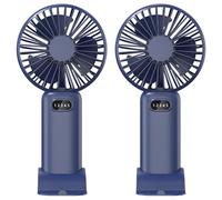 Doppio mini ventilatore portatile, dispositivi tascabili portatili ricaricabili USB, controllo del flusso d'aria a tre impostazioni, brezza potente, base rimovibile, per scrivanie, dormitori, uso