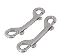 Doppio moschettone in 2 pezzi, clip a doppia estremità, doppio moschettone in acciaio inox, utilizzato per guinzaglio, portachiavi multifunzione per famiglie all'aperto, portachiavi