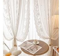 Doppio Pizzo Modello Floreale Voile Tende, Finestre Decorazioni Bianco Tende da Cucino e Soggiorno, 1 Pannello (Size : WxH270x200cm/106x63inch)