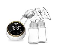 Doppio pompa del mammario elettrico, pompa per latte in allattamento con 2 pcs da 150 ml di bottiglie di latte 3 modalità e 9 livelli regolabili a basso rumo