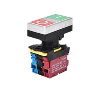 Doppio pulsante 22mm Doppio pulsante Interruttore a pulsante di ripristino a due posizioni con LED Egg push 12V24V220V AC ON/OFF START STOP 1 NO 1NC LA36M(Silver edge,2NO2NC,12 V)