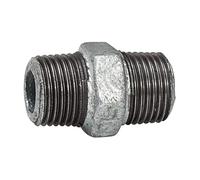 Doppio raccordo filettato 280, AG/AG, R 1 1/2, temperatura di funzionamento da -20 °C a 300 °C, nero ghisa temperata, zincato a fuoco, DIN EN 10242