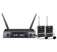 Karma Kit microfoni Set 8302Lav - Doppio radiomicrofono UHF ad archetto Black e Grey