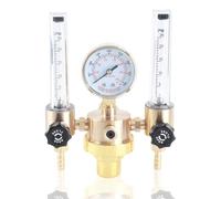 Doppio regolatore di argon, 180x140mm/7,1x5,5 pollici Doppio tubo Regolatore di argon Misuratore di portata Riduttore di pressione del gas portatile G5/8 Filettatura maschio per