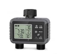 Doppio regolatore di irrigazione per zona con ingresso e uscita, timer programmabile per irrigazione da giardino per 2 zone indipendenti, timer per irrigazione esterna con ritardo pioggia