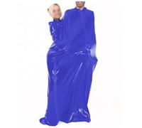 Doppio sacco a pelo per persona adulta corpo completo avvolgente costumi effetto bagnato PVC cerniera anteriore borse personalizzazione vestiti, blu, S