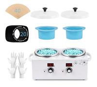 Doppio scaldacera digitale, iklestar scalda cera per ceretta professionale kit completo, scaldacera elettrico con bastoncini e ciotole in silicone per uso domestico, salone di bellezza ed estetista