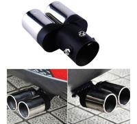 Doppio Scarico Acciaio Terminale Marmitta Auto Universale Tuning Nero Cromo