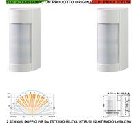 Doppio Sensore Movimento Grandangolo da Esterno 2 Pezzi x Allarme Radio Lysa GSM