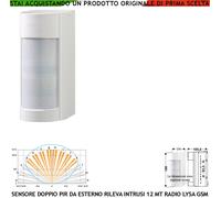 Doppio Sensore Movimento Pir Grandangolo da Esterno Allarme Sydra Radio Lysa GSM