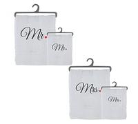Doppio Set 2 Asciugamani Bagno Personalizzati 100% Cotone Made in Italy Asciugamano Viso e Ospite Bianco Con stampa personalizzata Idea Regalo San Valentino Anniversario Compleanno Natale Mr. Mrs.