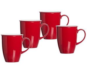 Doppio - Set di 4 tazze da caffè, colore: Rosso