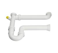 Doppio Sifone 40mm Ø 1 1/2 " Bianco Con Raccordo di Scarico per Doppio Lavabo