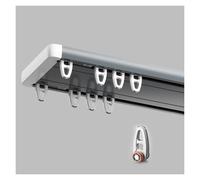 Doppio Silenzioso Binario per Tende a Soffitto 70 120 160 180 200 360 420 600cm, Set Binario per Tende in Alluminio Rinforzato, Bastoni per Tende da Camera/Finestra/Hotel(Gray,200cm/6.5ft (2*100cm))