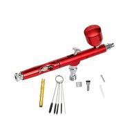 Doppio singolo Azione Feed Airbrush Pistola Penna Spray Vernice Kit Strumento Pneumatico for il modello di artigianato Tatuaggio Make up Nail Art Cake Cars FAI DA TE Soffiaggio comodo(Part C red)