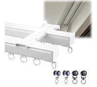 Doppio sistema di binari per tende, 1 8 m, binario da soffitto per divisorio, set completo con asta a 2 corsie, asta versatile per tenda per decorazione domestica, facile installazione