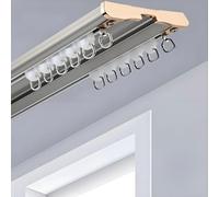 Doppio sistema di binari per tende, resistente, in alluminio, per camera da letto, soggiorno, ospedale, senza rumore, divisorio e asta per tende doccia (grigio, 6 m)