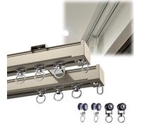 Doppio sistema di binario per tende da 1 8 metri, set completo con 2 separatori a binario per montaggio a soffitto, divisorio versatile ideale per tende e tende.