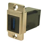 Doppio Sottile USB 3.0 Tipo A Presa con Uscita di Destro Angolo Passante Nichel