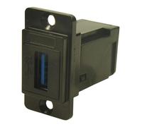 Doppio Sottile USB 3.0 Tipo A Presa Destro Angolo Passante Connettore Nero Metal