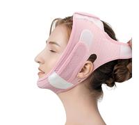Doppio sottogola da donna, maschera riutilizzabile per sollevamento a V, morbida fascia per il mento per dormire (rosa)
