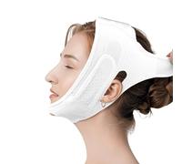 Doppio sottogola da donna, maschera riutilizzabile per sollevamento a V, morbida fascia per il mento per dormire (bianco)