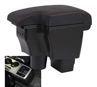 Doppio Strato Centrale Console Scatola Braccioli per Mazda 2/CX-3, Pelle Nero Posacenere Poggiabraccio Vano Portaoggetti Accessori Interni