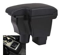 Doppio Strato Centrale Console Scatola Braccioli per Mazda 2/CX-3, Pelle Nero Posacenere Poggiabraccio Vano Portaoggetti Accessori Interni