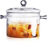 Doppio tallone con coperchio da 1,9 litri, pentola resistente al calore e padella in vetro trasparente con coperchio per cucinare pasta, zuppa, latte, tè e insalata, pentola e padella in vetro