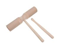 Doppio Tamburo in Legno con Scanalature, Percussione Sonora | Strumento Educativo per Aula e Attività All'aperto, Colore Beige, Design a Doppio Cilindro