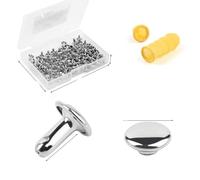 Doppio Tappo Rivetti In Metallo Scatola Di Plastica In Pelle Borchie Dito Culla Per Decorazione Di Riparazione Artigianale In Pelle 100 Set-Argento 6 Mm X 5 Mm