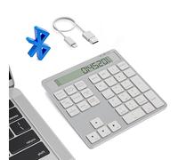 Doppio tastierino numerico Bluetooth ricaricabile con calcolatrice display - 2 in 1 Slim 34 tasti cablato e wireless tastierino numerico portatile contabilità Bluetooth inserimento dati e calcolo per
