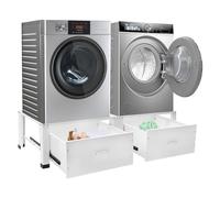 Doppio telaio per lavatrice e asciugatrice, mobiletto a 2 scomparti, per asciugatrice in acciaio, 126 x 54 x 32 cm, con 2 cassetti, portata 200 kg, colore bianco moderno