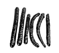 Doppio vibratore realistico Nero, morbido doppio Dilos Plug anale Doppio dildo anale Doppio pene Replica G-Spot Massaggio prostatico Grande giocattolo del sesso anale(E)