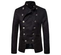 Doppiopetto Cappotto Uomo, retrò Collo Coreano Slim Fit Giacca Corto con Bottoni Moda Lavoro Nozze Festa Blazer Uniforme