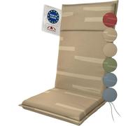 Doppler Cuscino per sedia con schienale alto Sierra grigio pietra 119x48x6cm - con protezione antimacchia | comodo con lacci da annodare per balcone, terrazza e giardino