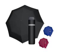 Doppler Mini Reflect ombrello tascabile manuale riflettente per bambini | Mini ombrello Nero - con riflettenti per una migliore visibilità, cupola 90 cm, compatto ogni giorno e al buio, scuola