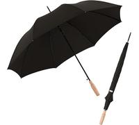 Doppler Nature Stick ombrello I ombrello sostenibile realizzato con bottiglie in PET e legno I robusto ombrello automatico con diametro di 106 cm I robusto e sicuro in caso di vento e pioggia