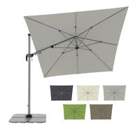 Doppler Parasole a sbalzo 320×240 cm - rettangolare pendolare girevole a 360°, inclinabile, con manovella e base a croce inclusa