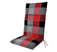 Doppler Poltrona alta Spot - Cuscino per sedia da giardino - Nero a quadri rossi - ca. 119x48x5cm