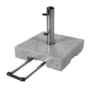 Doppler Supporto per ombrellone in Granito con Manico Estraibile, 45 kg, Base Trolley di Alta qualità con Tubo in Acciaio Inox, con 2 Ruote e Maniglia, Grigio