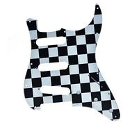 Dopro 11 fori ST/Strat Style SSS Pick Guard per 3 pickup a bobina singola con viti griglia nero/bianca