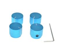 Dopro Confezione da 4 manopole universali per potenziometro da 20 mm in alluminio, con indicatore per chitarra/basso/amplificatore AMP, blu, con indicatore di linea, 4XK1831-BLUE-DOPRO