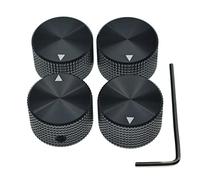 Dopro Manopole per potenziometro, in alluminio, 25 x 15,5 mm, universali da 1/4", con indicatore e vite per chitarra, basso, pedale effetto colore: nero