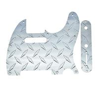 Dopro Placca diamantata in metallo a 8 fori moderna Tele battipenna con piastra diamantata Tele Control Plate e viti per parafango americano/messicano Telecaster argento