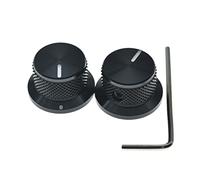 Dopro Set da 2 Manopole per Potenziometro Stile Vite di Fissaggio in Alluminio 1/4" Manopole Universali Top Hat Bell per Controllo Volume e Tono per Chitarra/Basso/AMPLIFICATORI/Preamplificatori Nero